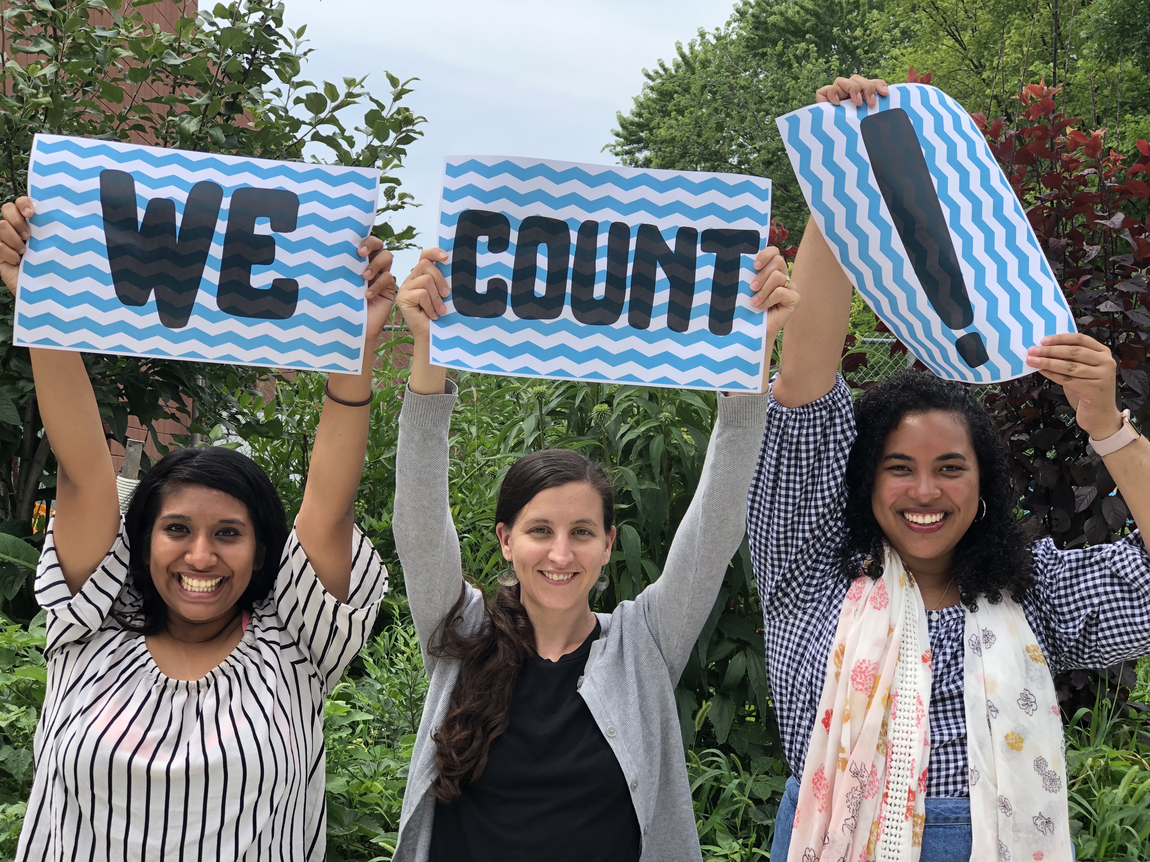 Census 2020: Waite House staff holding "We Count" signs