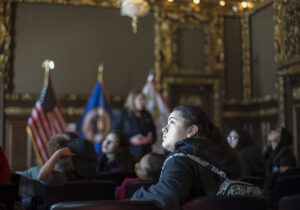 A young person from Waite House attending the State Capitol