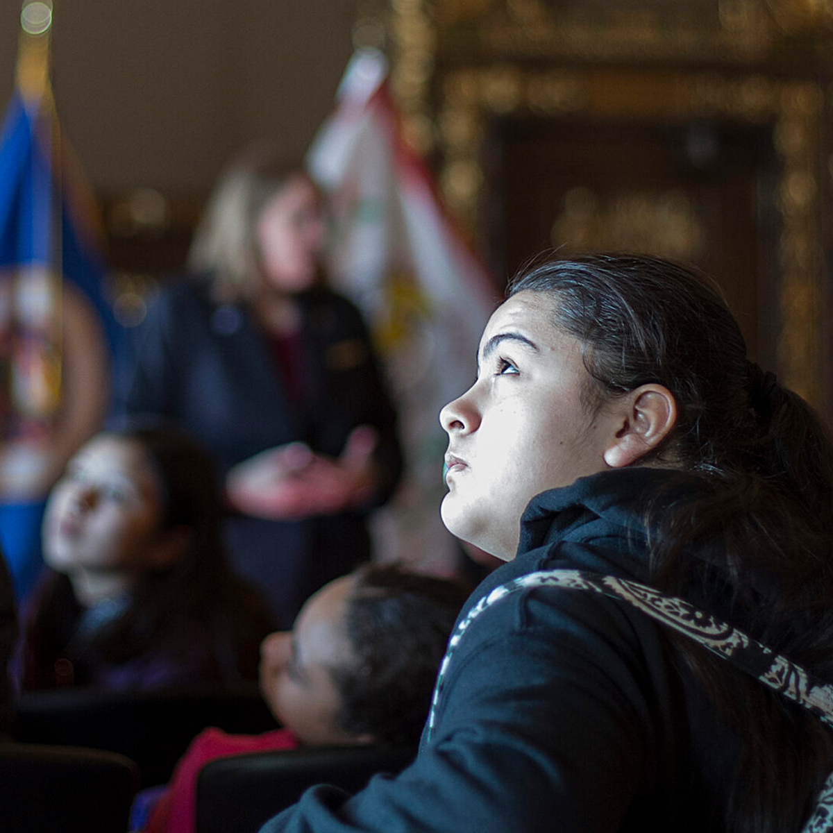 Young woman visiting MN state capitol